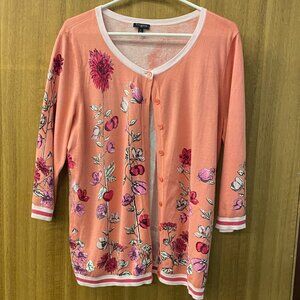 Talbots Peach Floral Cardigan 1X